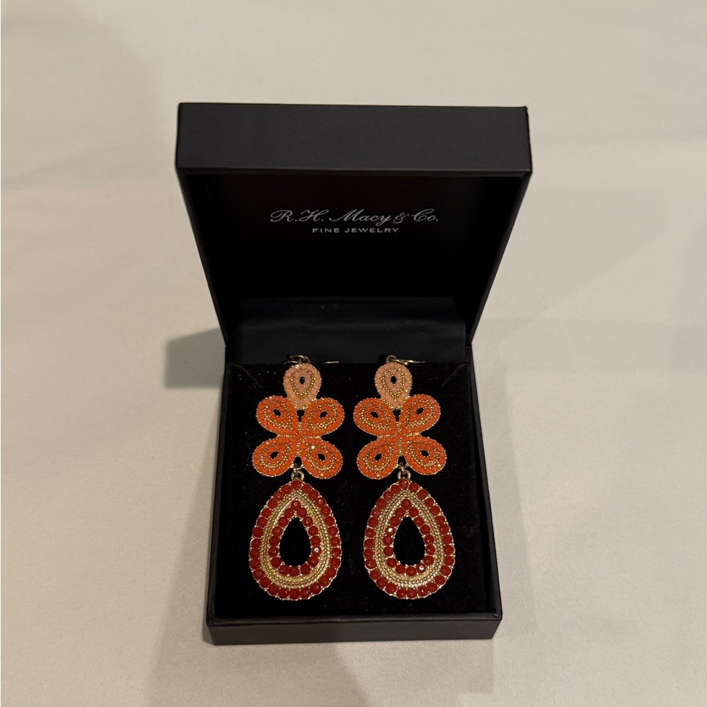 Elegant Orange and Red Earrings